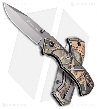 Kilimanjaro Medium Victus  Folding Knife Green Camo Rubber (3" Gray) 910089