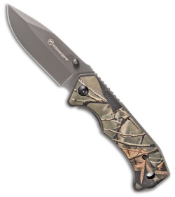 Kilimanjaro Medium Victus  Folding Knife Green Camo Rubber (3" Gray) 910089