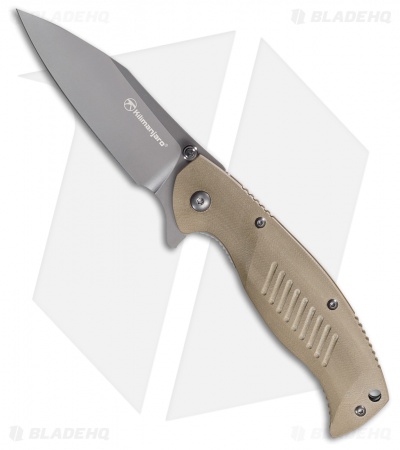 Kilimanjaro Morsa Flipper Folding Knife Tan G-10 (3.25" Gray) 910028
