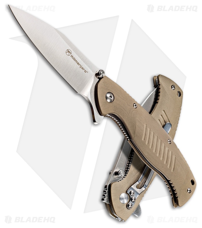 Kilimanjaro Morsa Flipper Folding Knife Tan G-10 (3.25" Satin) 910027