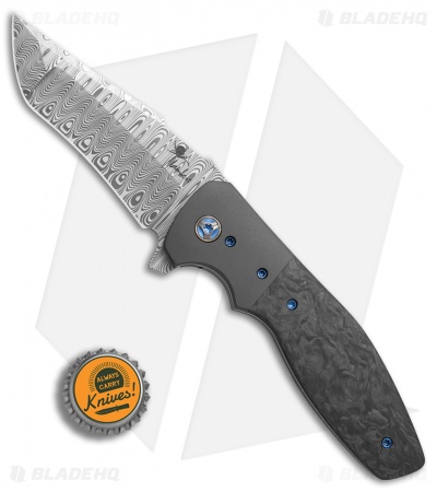 Kirby Lambert Custom Agustus Liner Lock Knife Marbled CF/Zirconium (Damascus)