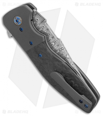 Kirby Lambert Custom Agustus Liner Lock Knife Marbled CF/Zirconium (Damascus)