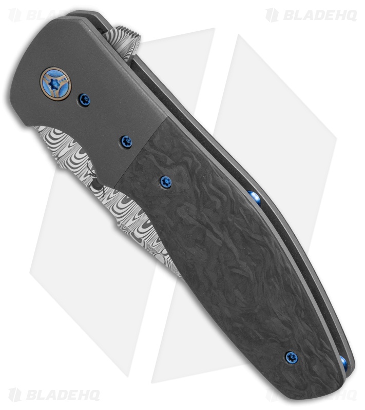 Kirby Lambert Custom Agustus Liner Lock Knife Marbled CF/Zirconium (Damascus)