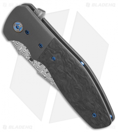 Kirby Lambert Custom Agustus Liner Lock Knife Marbled CF/Zirconium (Damascus)