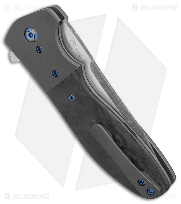 Kirby Lambert Custom Blitz Liner Lock Knife Marbled CF/Zirconium (Damascus)