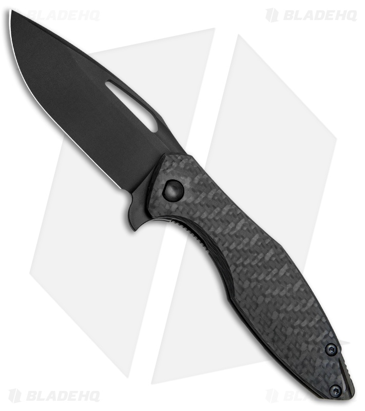 Koenig Arius Frame Lock Knife Patterned Carbon Fiber (3.5" Black DLC