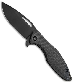 Koenig Arius Frame Lock Knife Patterned Carbon Fiber (3.5" Black DLC CTS-XHP)