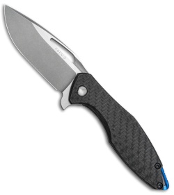 Koenig Arius Frame Lock Knife Patterned Carbon Fiber (3.5" Stonewash)