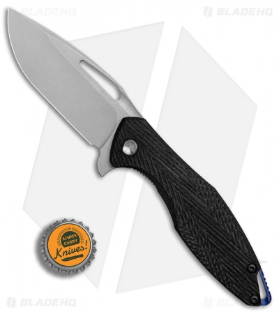 Koenig Arius Frame Lock Knife Patterned Black Micarta (3.5" Stonewash)