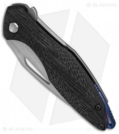 Koenig Arius Frame Lock Knife Patterned Black Micarta (3.5" Stonewash)