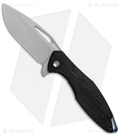 Koenig Arius Frame Lock Knife Patterned Black Micarta (3.5" Stonewash)