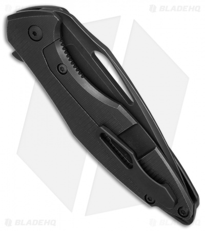 Koenig Arius Style 57 Frame Lock Knife Distressed Ti (3.5" Black SW)
