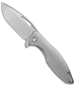 Koenig Arius Frame Lock Knife Patterned Titanium (3.5" Hand Satin CTS-XHP)