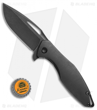 Koenig Arius Frame Lock Knife Tumbled Black Ti (3.5" Tumbled DLC)