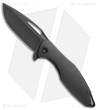 Koenig Arius Frame Lock Knife Tumbled Black Ti (3.5" Tumbled DLC)