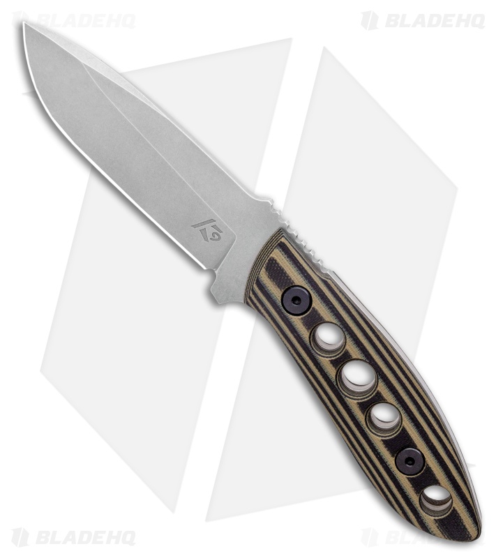 Krein Knives K9 Model 6 Fixed Blade Knife Black/OD Green G-10 (3.75" Stonewash)