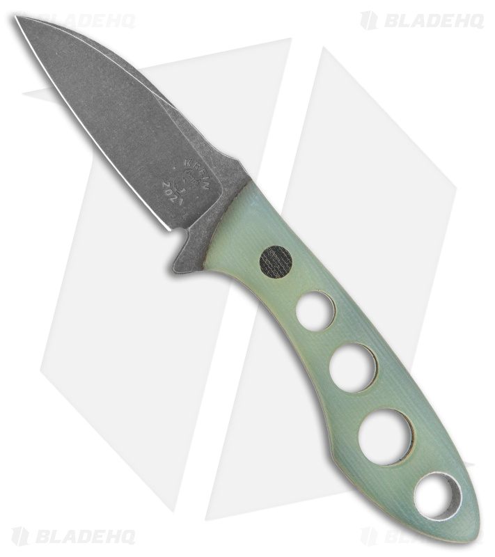 Krein Knives TK-1 Wharncliffe Fixed Blade Neck Knife Jade G-10 (2.125" Gray M4)