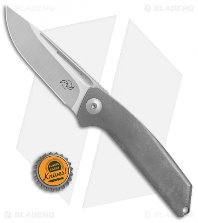 Liong Mah Design Endevour Frame Lock Knife Tumbled Titanium (3.75" Hand Satin)