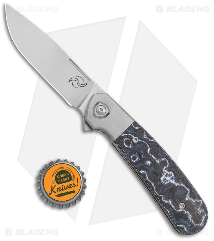 Liong Mah Design L-1 Frame Lock Knife White Storm Fat Carbon (3.1" Frosted) 