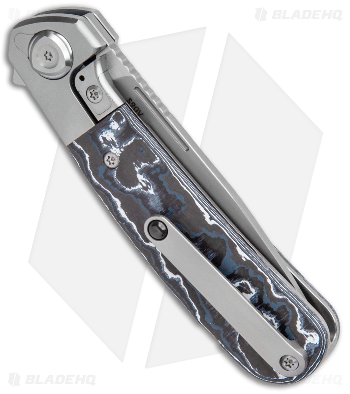 Liong Mah Design L-1 Frame Lock Knife White Storm Fat Carbon (3.1" Frosted) 