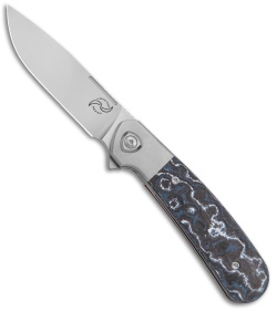 Liong Mah Design L-1 Frame Lock Knife White Storm Fat Carbon (3.1" Frosted) 