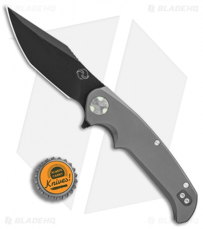 Liong Mah Design NUK Frame Lock Knife w/ Moonglow Inserts (3.6" Black)