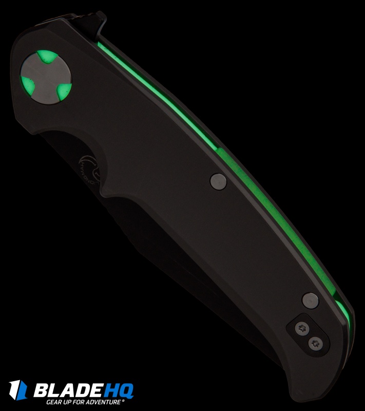Liong Mah Design NUK Frame Lock Knife w/ Moonglow Inserts (3.6" Black)