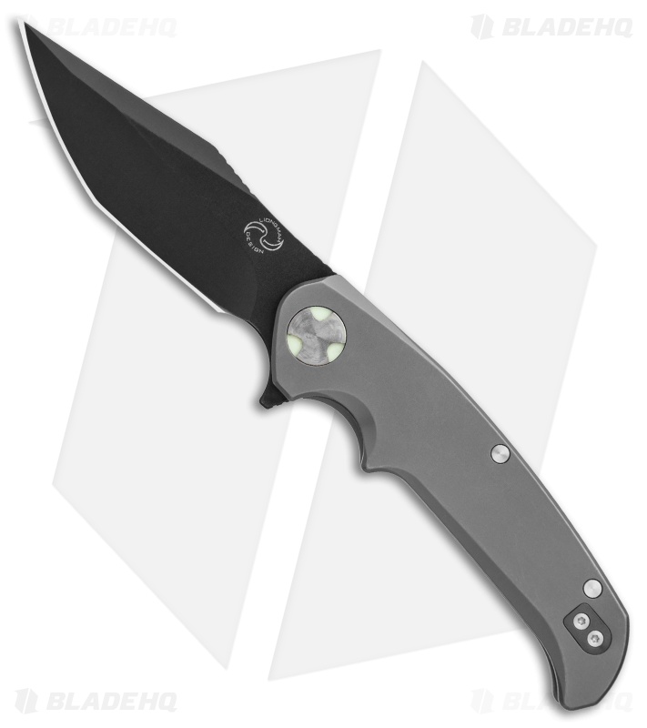 Liong Mah Design NUK Frame Lock Knife w/ Moonglow Inserts (3.6" Black)