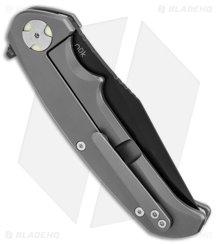Liong Mah Design NUK Frame Lock Knife w/ Moonglow Inserts (3.6" Black)