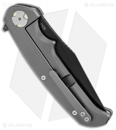 Liong Mah Design NUK Frame Lock Knife w/ Moonglow Inserts (3.6" Black)