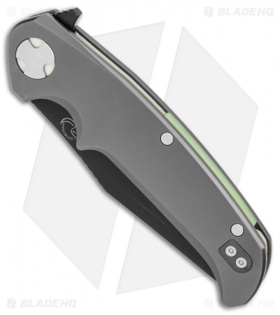 Liong Mah Design NUK Frame Lock Knife w/ Moonglow Inserts (3.6" Black)