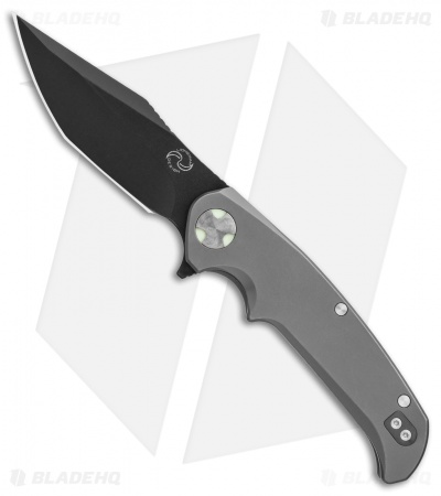 Liong Mah Design NUK Frame Lock Knife w/ Moonglow Inserts (3.6" Black)