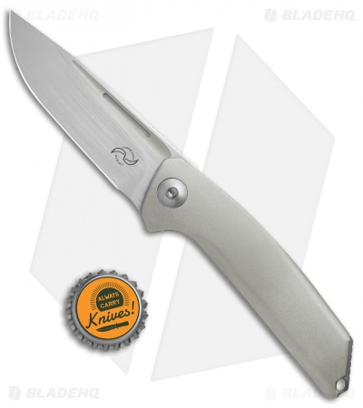 Liong Mah Design Endevour Frame Lock Knife Textured Titanium (3.75" Hand Satin)