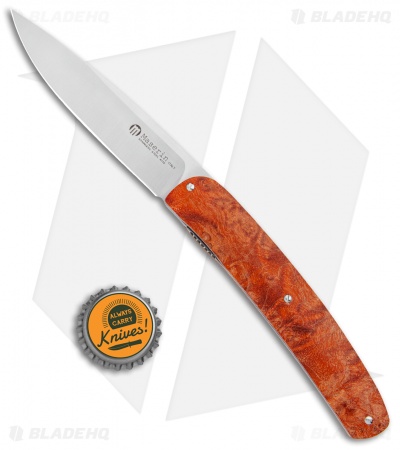 Maserin Gourmet Liner Lock Knife Orange Burl Wood (3.8" Satin)