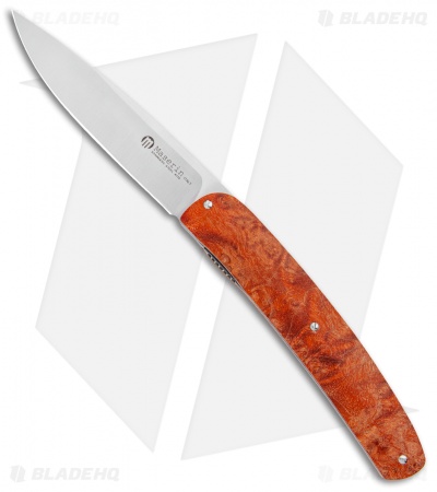 Maserin Gourmet Liner Lock Knife Orange Burl Wood (3.8" Satin)