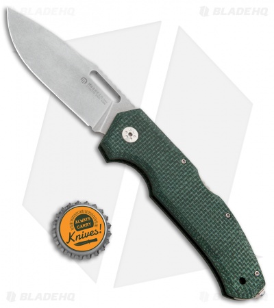 Maserin Nimrod Lockback Knife Green Canvas Micarta (3.5" Stonewash) 480MV