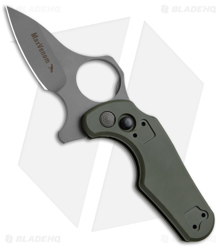 Max Venom Dimachaerus Jr. Impact Folding Knife OD Green (3" Bead Blast)