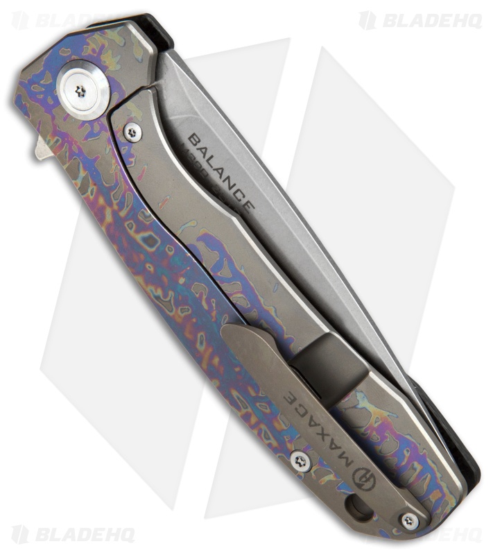 Maxace Balance 2017 Frame Lock Knife Black CF/Anodized (3.625" Stonewash M390)