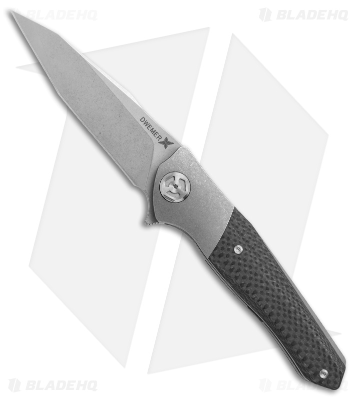 Maxace Dwemer Assassin Liner Lock Knife Carbon Fiber (3.8" Stonewash)