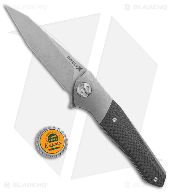 Maxace Dwemer Assassin Liner Lock Knife Carbon Fiber (3.8" Stonewash)