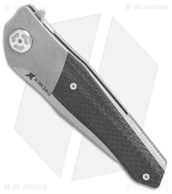Maxace Dwemer Assassin Liner Lock Knife Carbon Fiber (3.8" Stonewash)