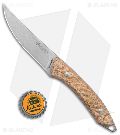 Mercury Trek Fixed Blade Knife Natural Canvas Micarta Handle (5.1" Satin)