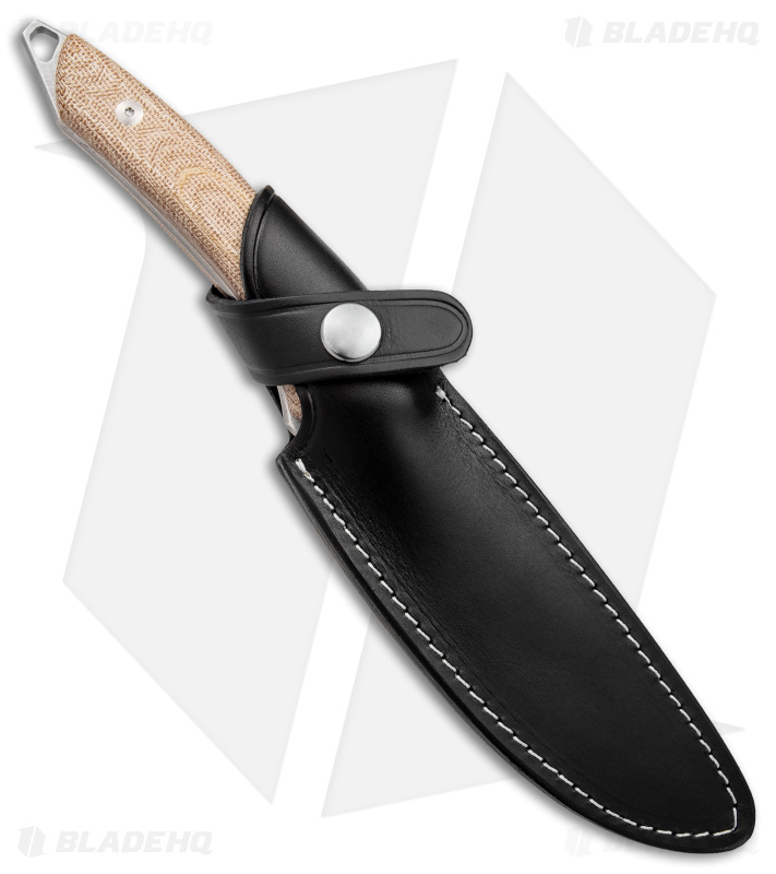 Mercury Trek Fixed Blade Knife Natural Canvas Micarta Handle (5.1" Satin)