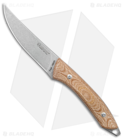 Mercury Trek Fixed Blade Knife Natural Canvas Micarta Handle (5.1" Satin)