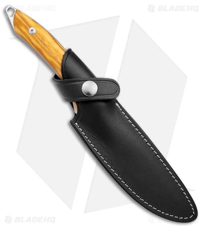 Mercury Trek Fixed Blade Knife Olive Wood Handle (5.1" Satin)