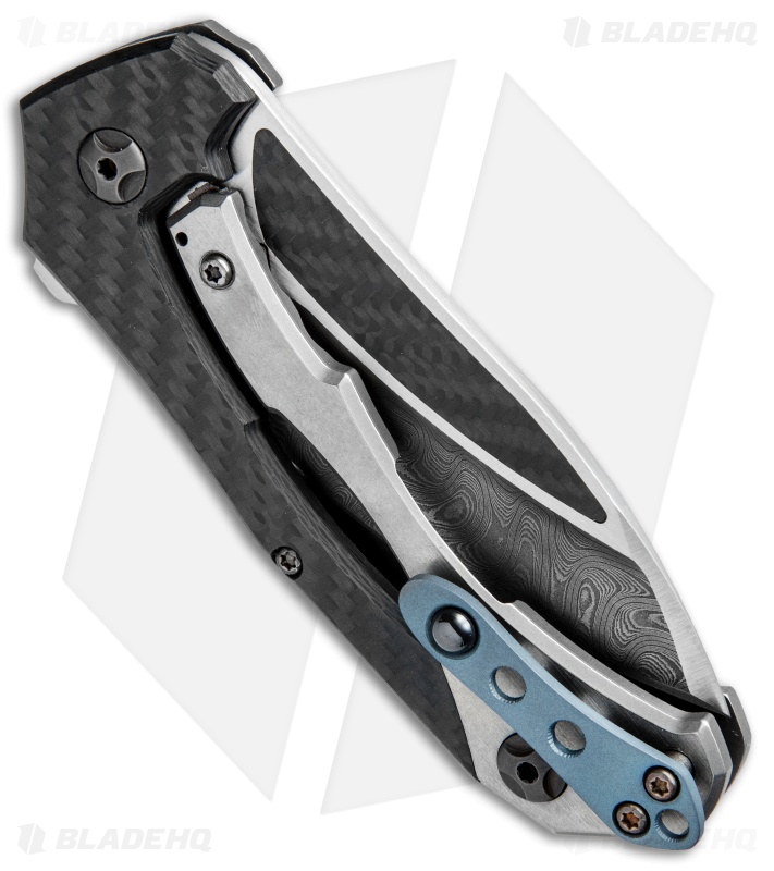 Mikkel Willumsen Urban Tactical Red-E Flipper Knife CF/Ti (3.5" Damascus/CF)