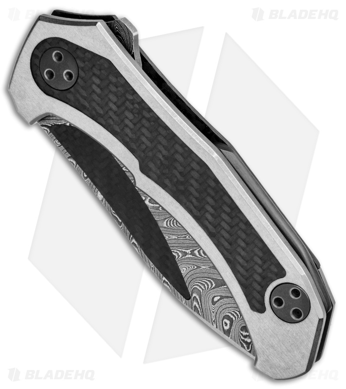 Mikkel Willumsen Urban Tactical Red-E Flipper Knife CF/Ti (3.5" Damascus/CF)