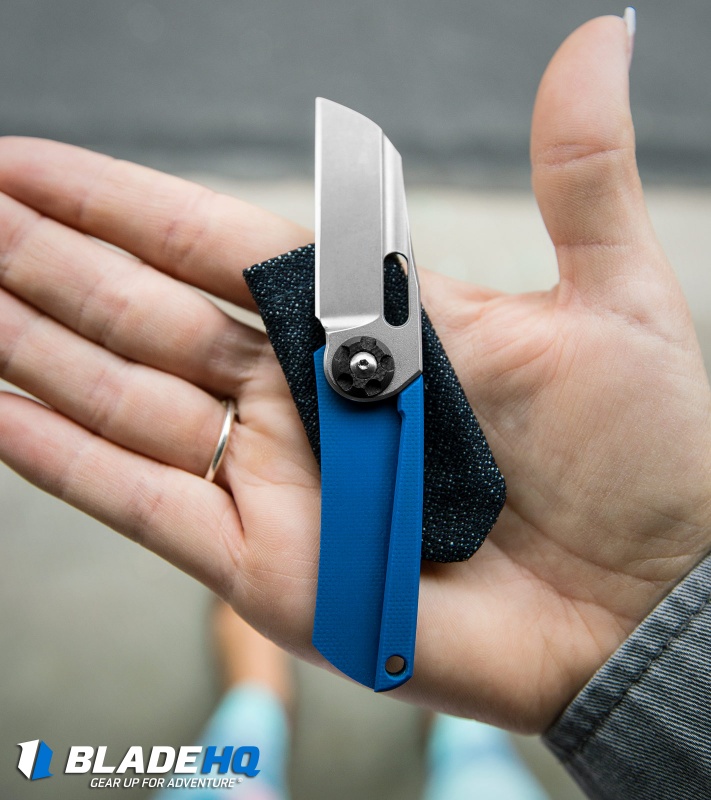 NCC Knives Pod Friction Folder Knife Blue G-10 (2" Stonewash)