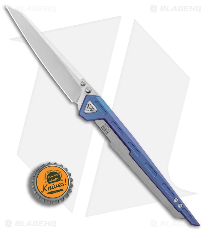 NOC Knives Wing Titanium Frame Lock Knife Blue (3.5" Stonewash) MT-0101