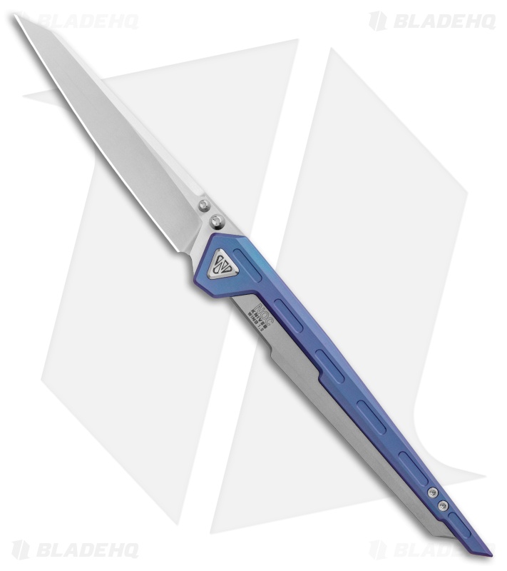NOC Knives Wing Titanium Frame Lock Knife Blue (3.5" Stonewash) MT-0101